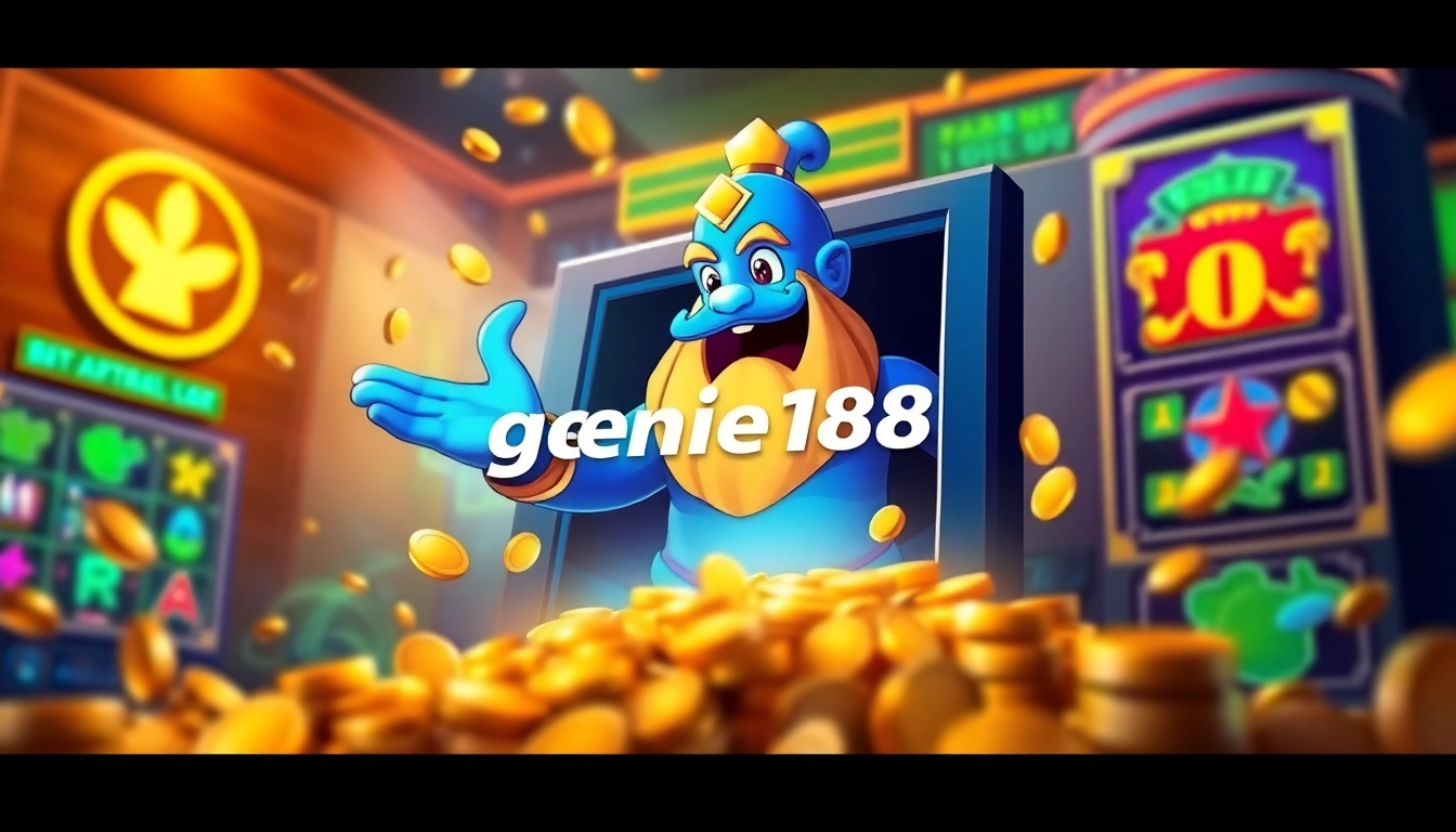 Experience the excitement of genie168 with a vibrant digital slot machine depicting thrilling game themes.