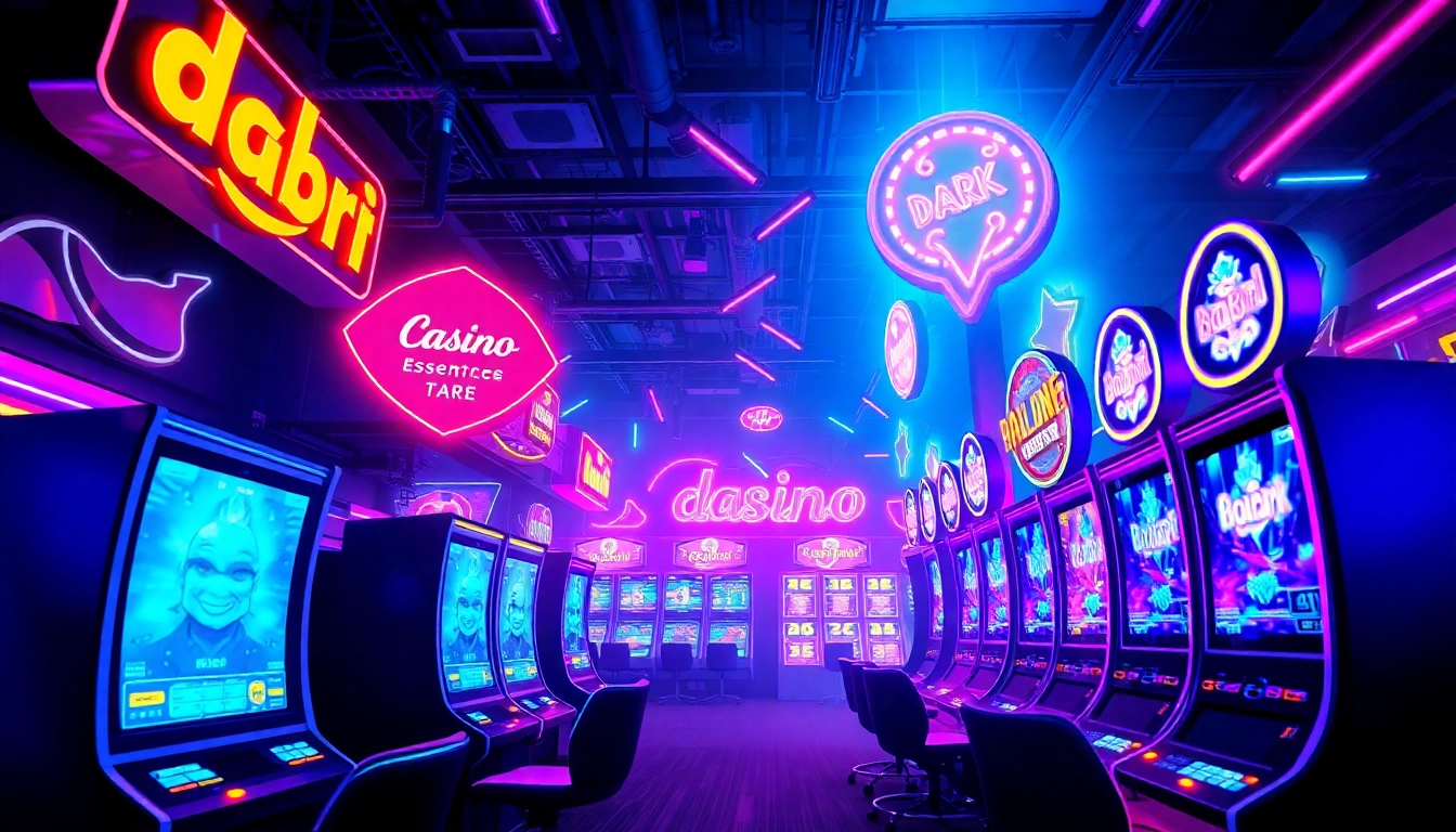 Experience thrilling gameplay at dark168 with vibrant neon lights illuminating engaging casino gaming.