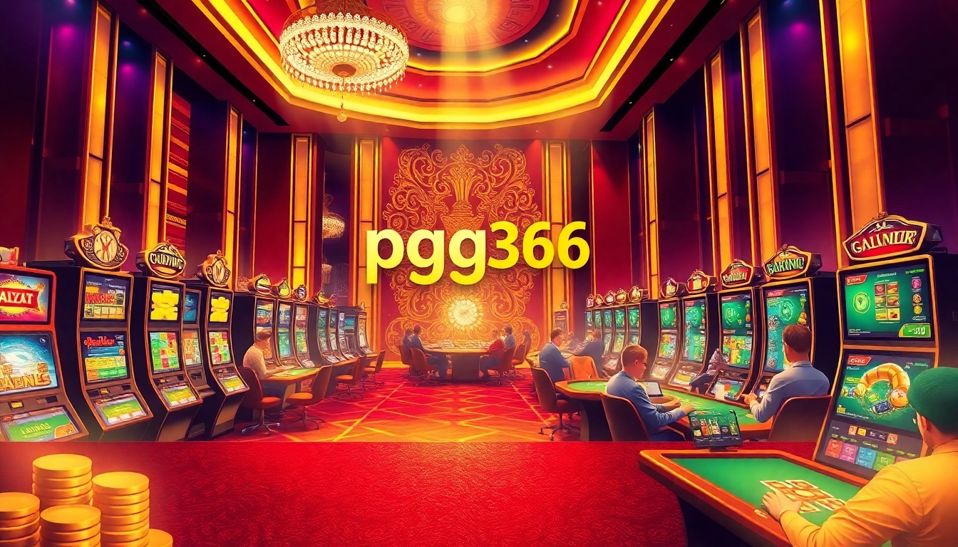 Explore the thrilling atmosphere of pgg369 gaming with vibrant slot machines and eager players.