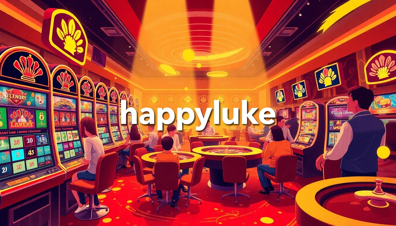 Play thrilling games at HappyLuke casino with vibrant slots and roulette tables.