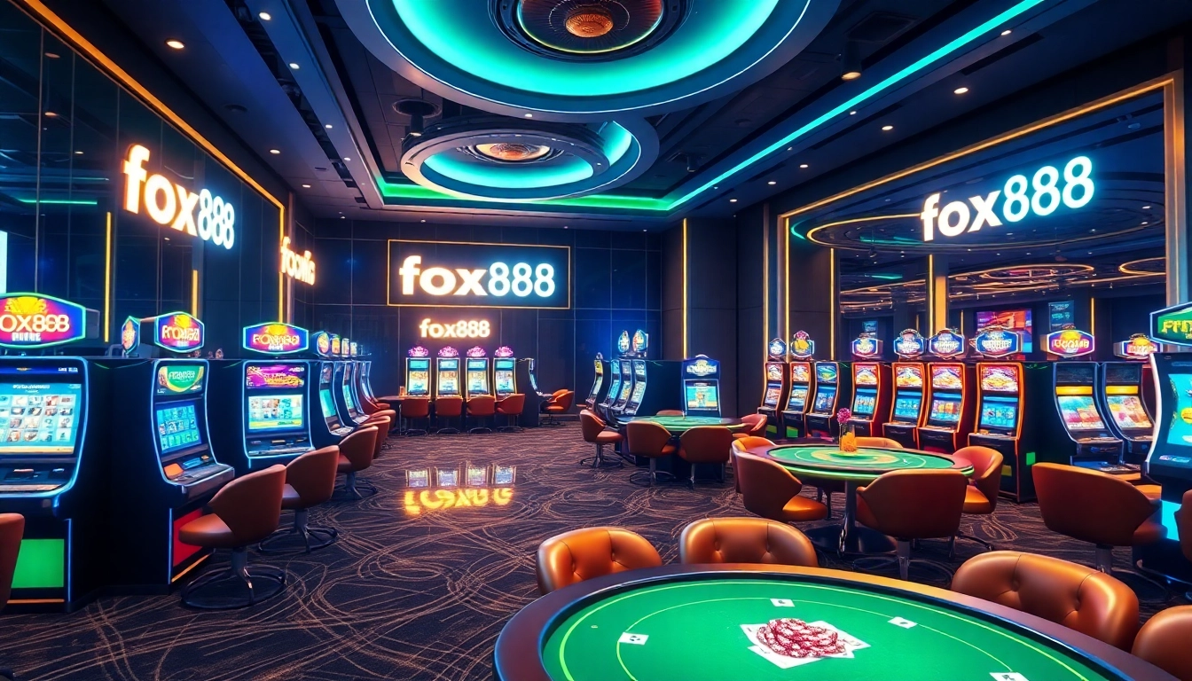 Experience the thrilling ambiance of fox888 with vibrant gaming machines and elegant poker tables.