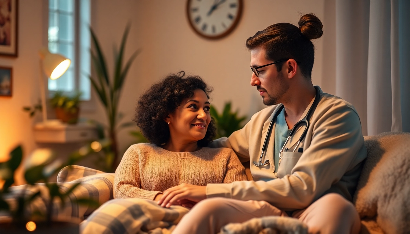 Witness the compassionate care offered at https://coastalpalliativecare.ca through a touching moment between a healthcare worker and a patient.