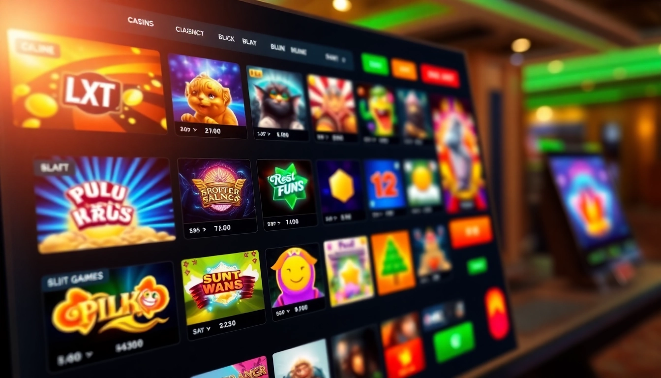 Explore a diverse array of ทดลองเล่นสล็อต in a user-friendly online casino interface, showcasing vibrant game thumbnails.