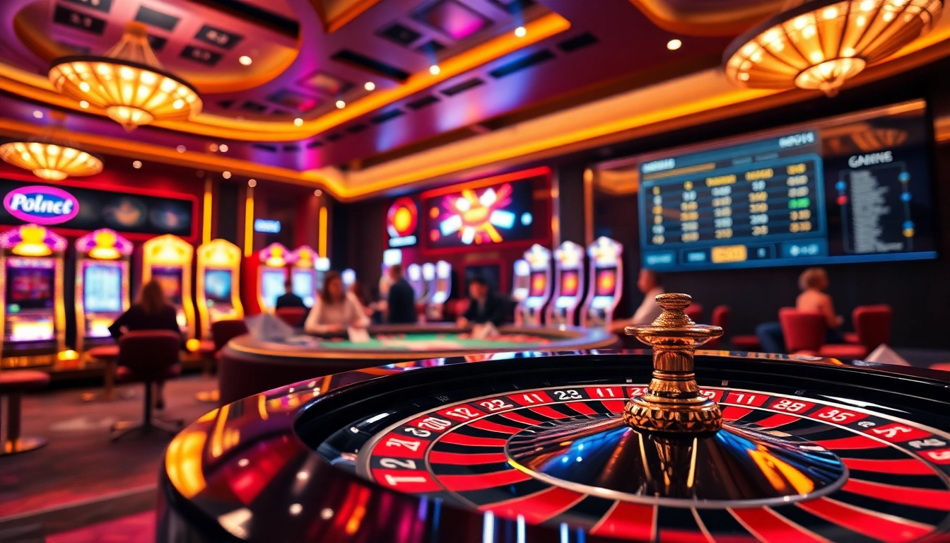 Experience the thrill of kèo nhà cái hôm nay as players bet on a vibrant roulette table at a bustling casino.