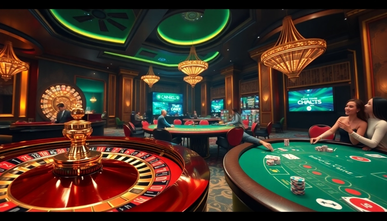 Nhà cái uy tín showcased by players enjoying a thrilling casino blackjack game in an upscale setting.
