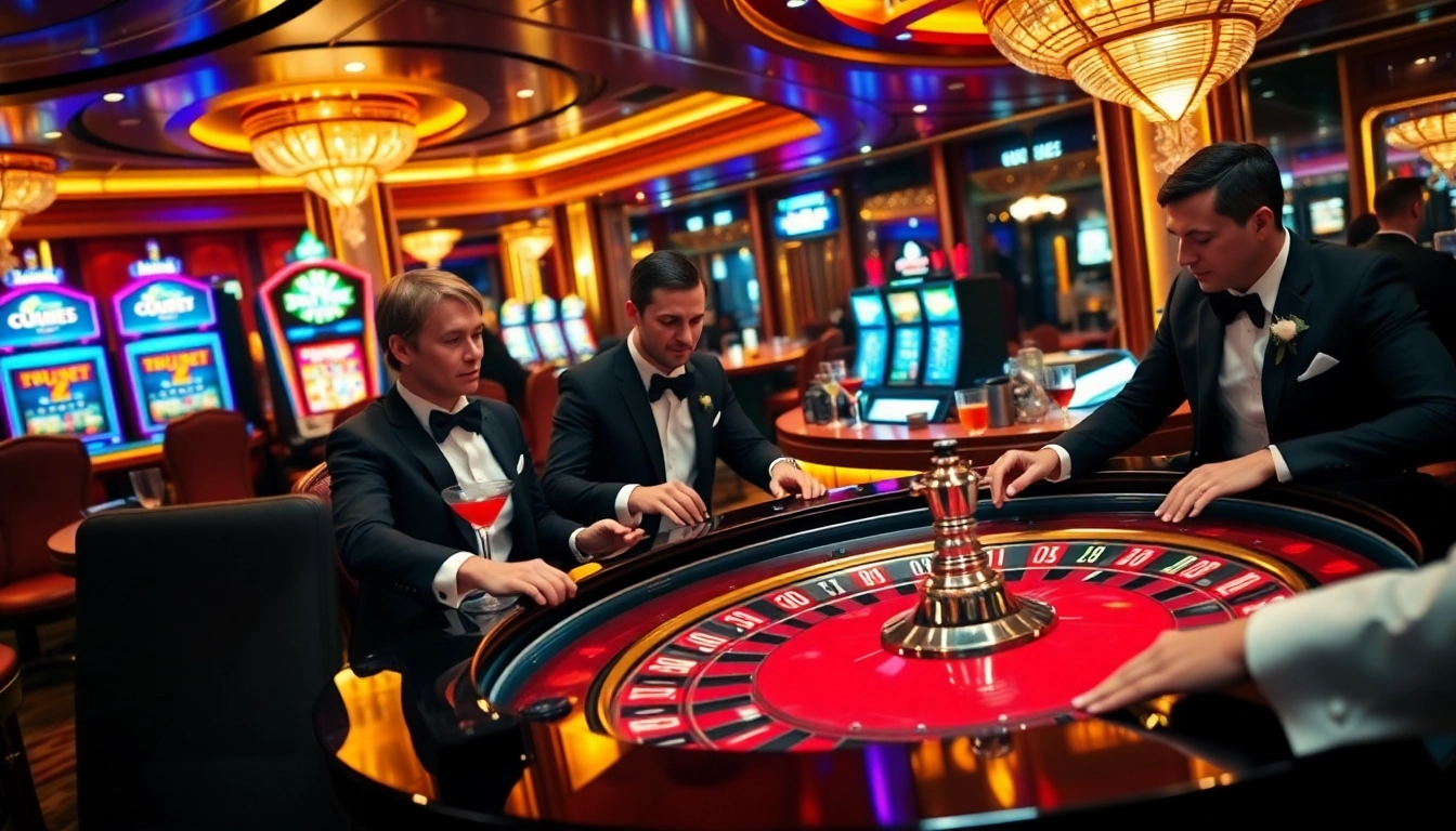 Experience the thrill of high-stakes gambling at https://shbet.cruises/ with players at a roulette table.