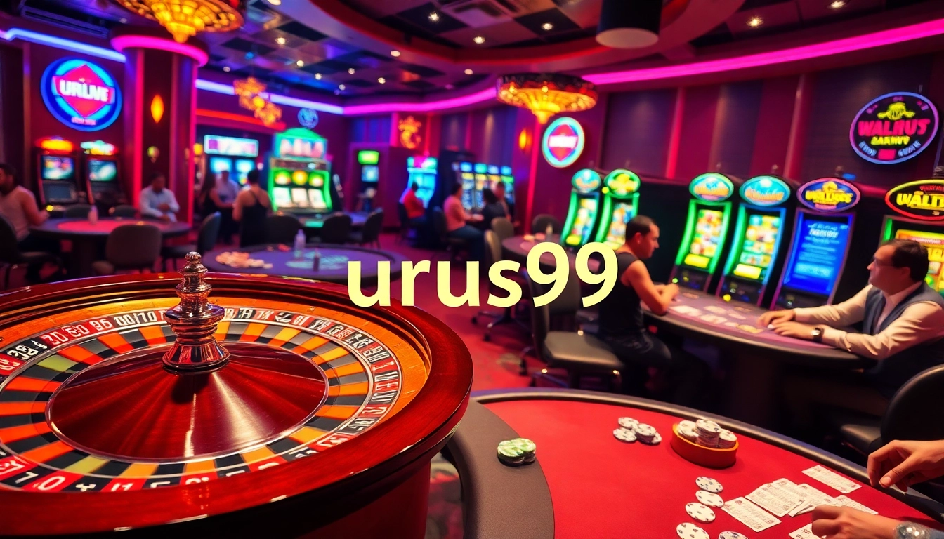 Experience the thrill of urus99 as players engage at the poker table in an upscale casino.