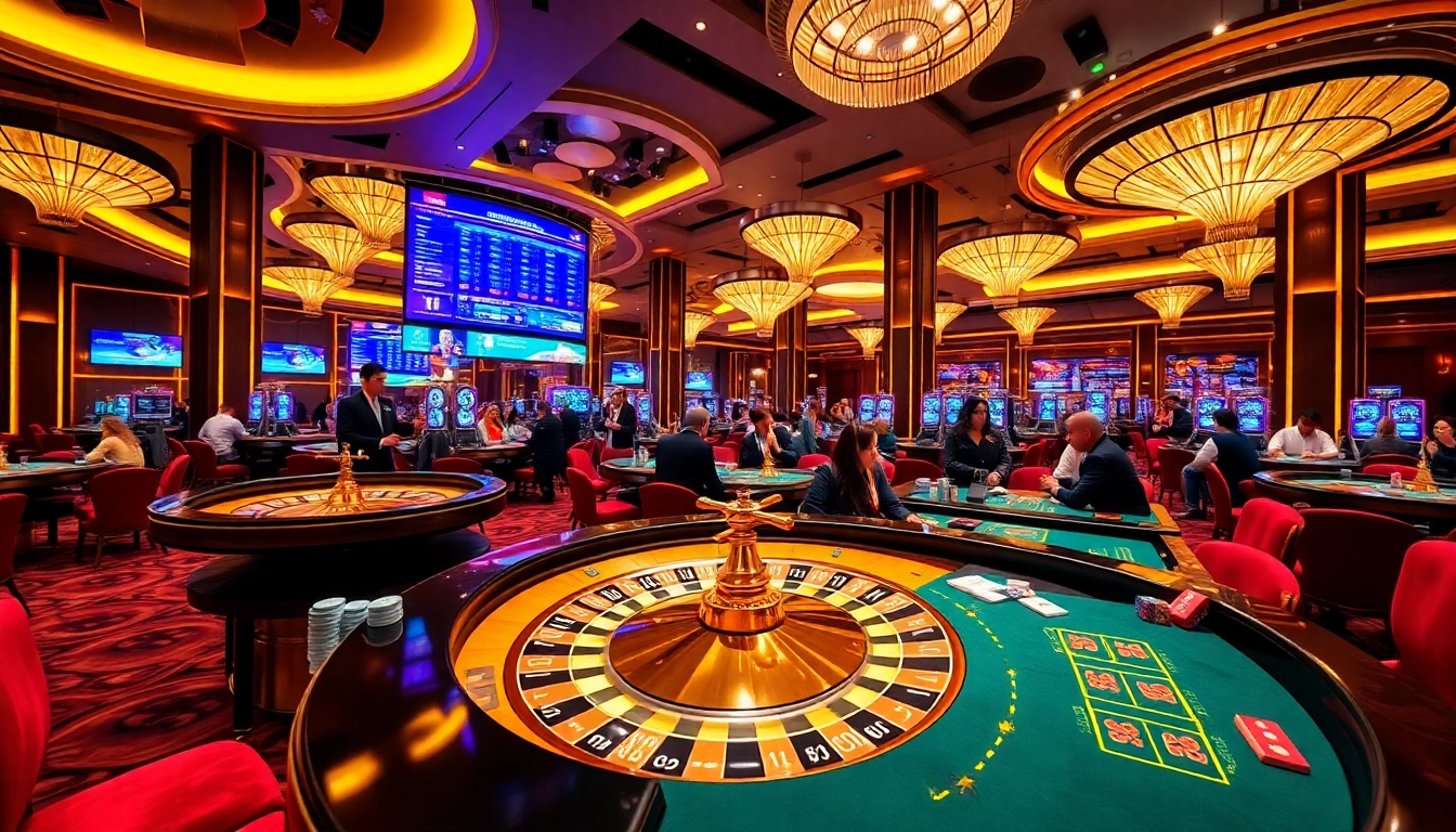 Experience the thrill at the trang nhà cái uy tín with players engaging in strategic moves at casino tables.