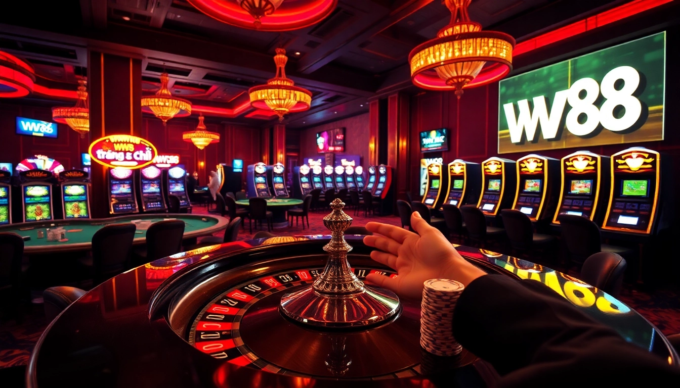 Experience the thrill of the trang chủ WW88 casino scene with vibrant roulette tables and dynamic gaming action.