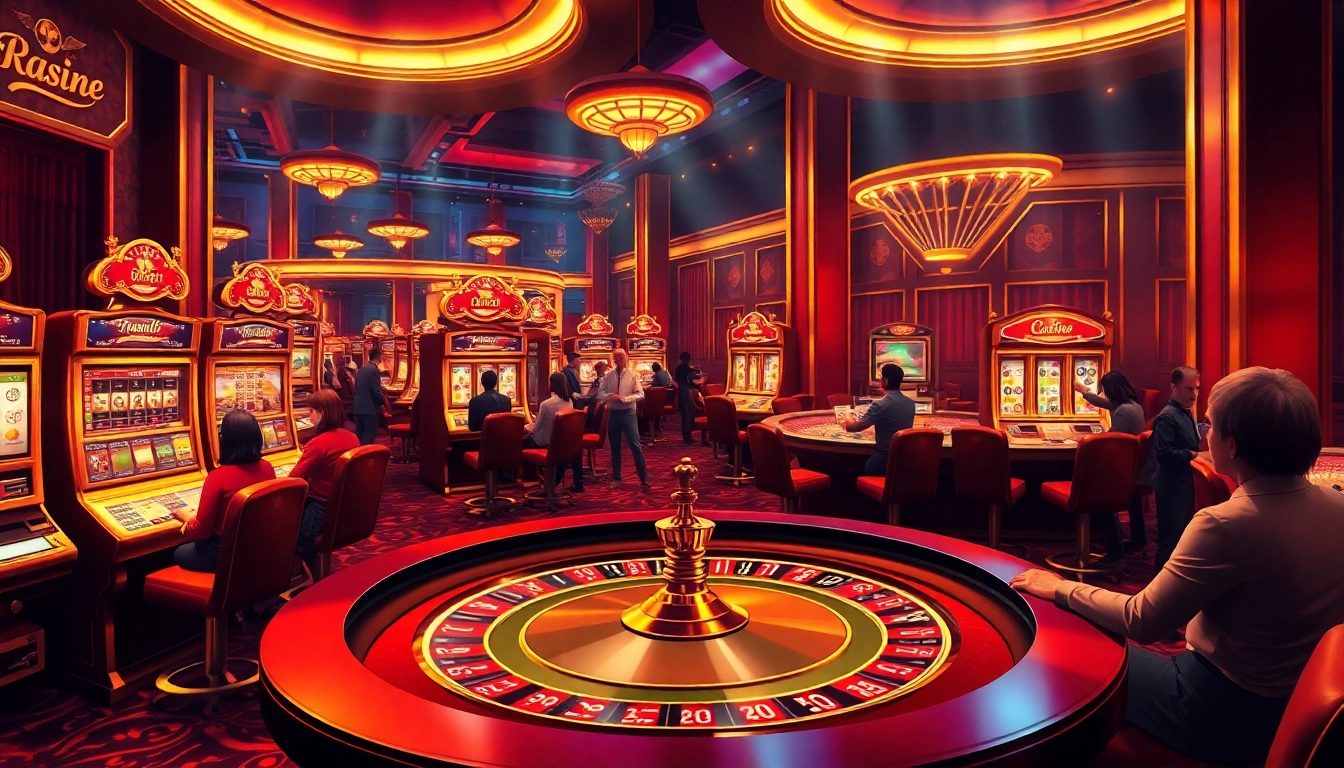Experience the Best Casino Online through an enticing digital illustration of a vibrant casino atmosphere.