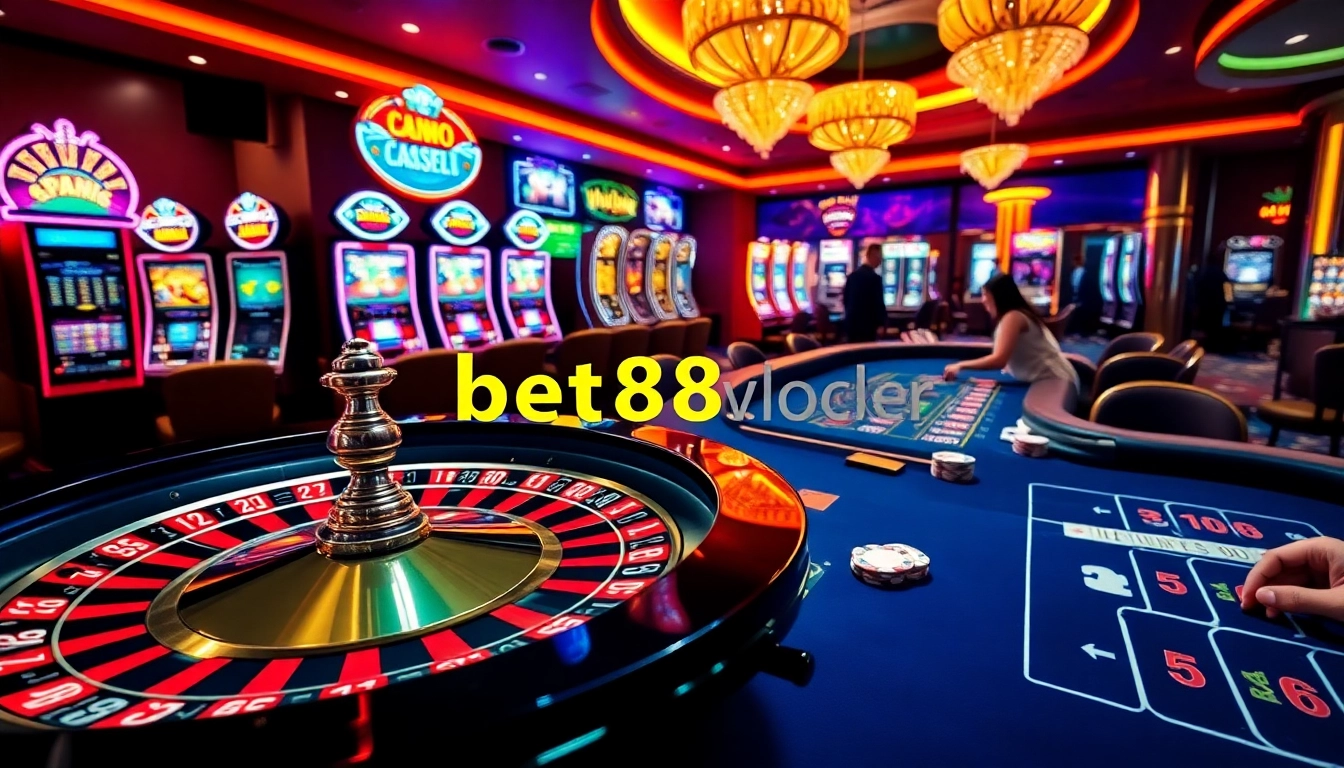 Engaging casino scene at bet88vn.locker showcasing roulette and excited players.