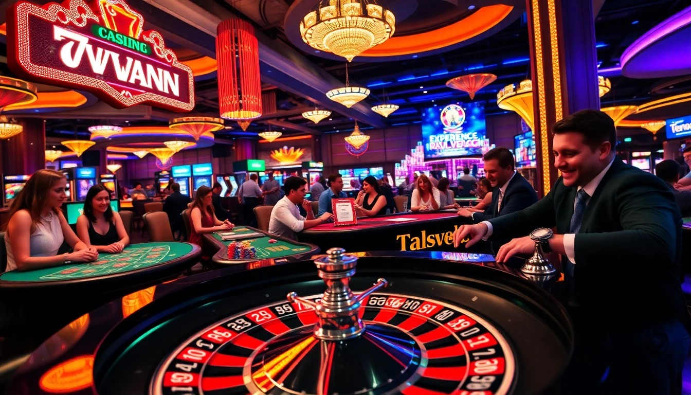 The thrilling moment of winning at 78winni net with players at roulette and poker tables.