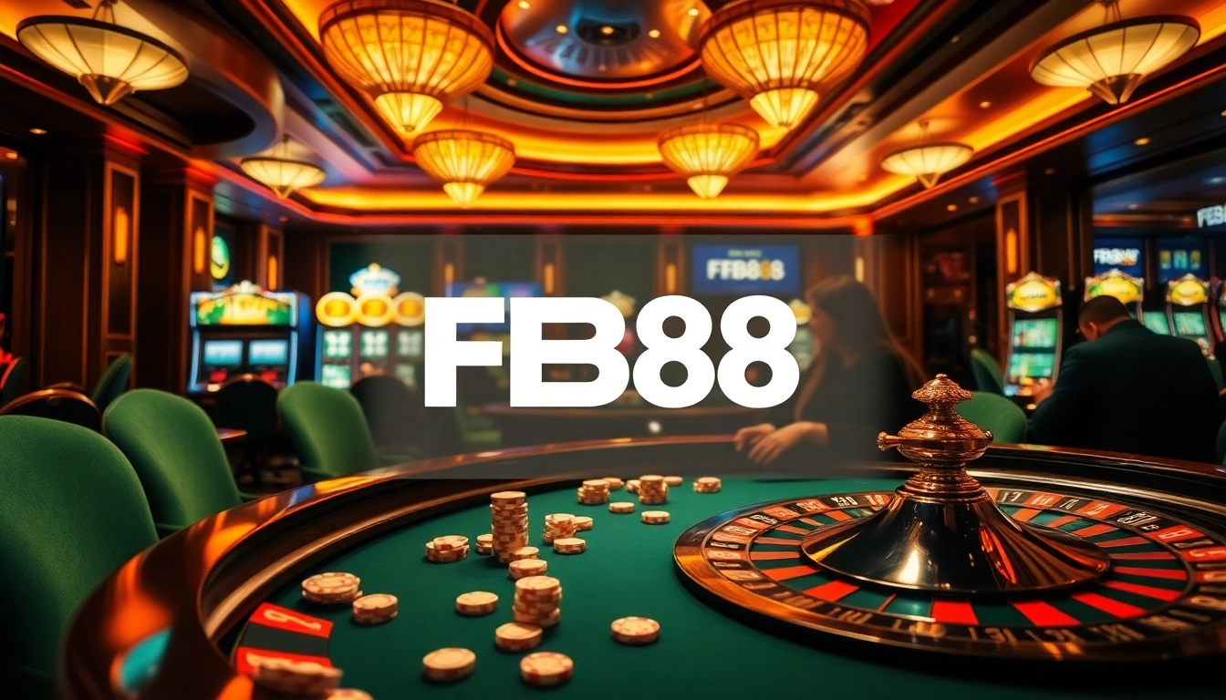 Experience the thrill of FB88 poker games with engaged players and vibrant slot machines.